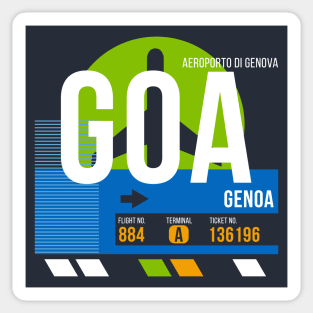 Genoa (GOA) Airport // Retro Sunset Baggage Tag Sticker